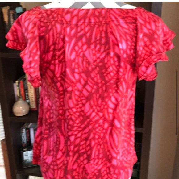 Banana Republic Silk Top Size XS Red & Pink - Picture 6 of 8